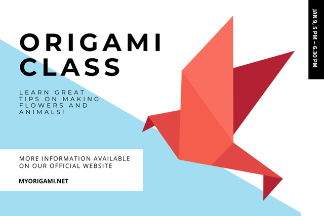 Template di design Origami Classes Offer with Red Paper Bird Flyer 4x6in Horizontal