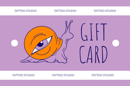 Illustrated Snail And Tattoo Studio Service As Present Gift Certificate Design Template