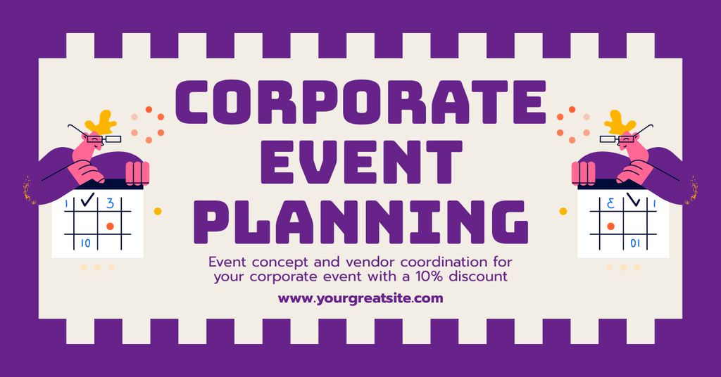 Discount on Company's Corporate Event Planning Services Facebook AD Modelo de Design