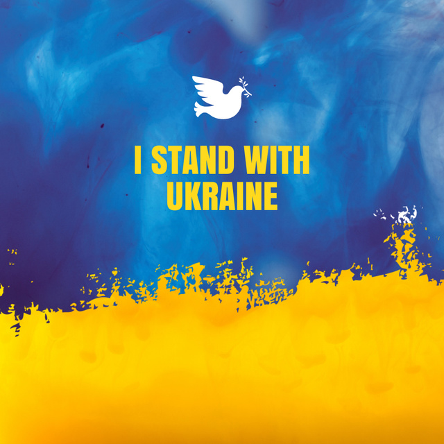 Dove of Peace on Background of Ukrainian Colors Instagram Design Template
