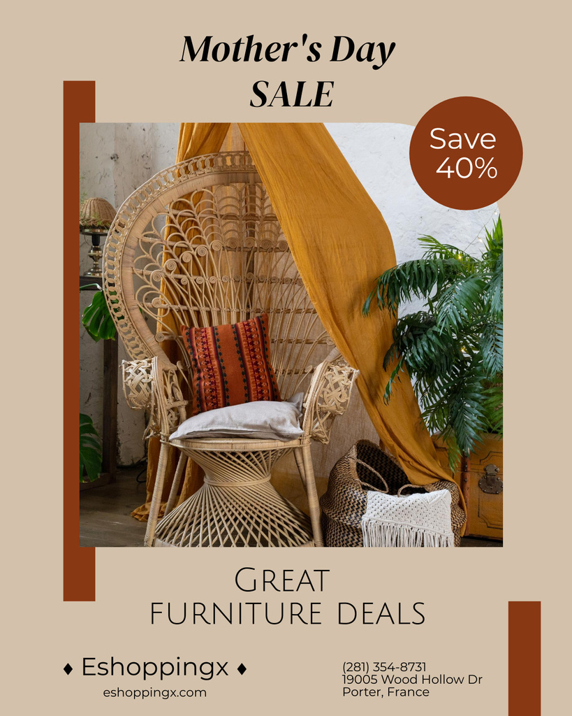 Template di design Rattan Furniture Sale on Mother's Day Poster 16x20in