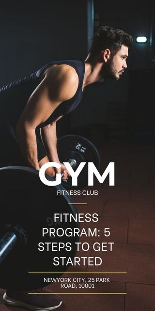 Fitness Club Ad with Strong Man Graphic Tasarım Şablonu