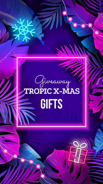 Plantilla de diseño de Tropical Christmas giveaway in Neon Instagram Story 