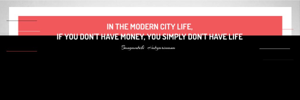 Ontwerpsjabloon van Email header van Citation about money in modern city life