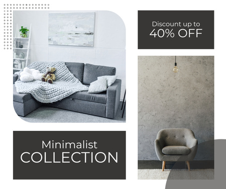 Реклама минималистской коллекции мебели Facebook – шаблон для дизайна
