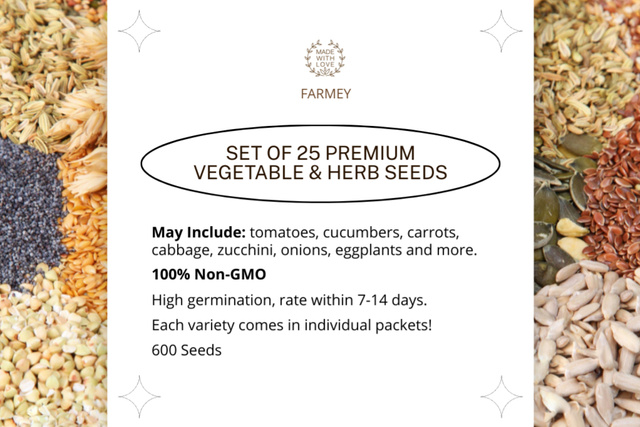 Vegetable and Herb Seeds Label Design Template