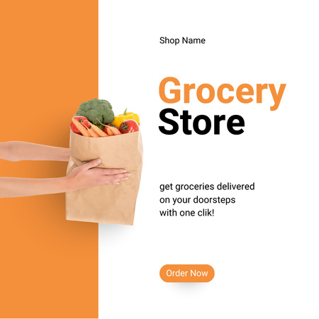 Segurando legumes em oferta de saco de papel Instagram Modelo de Design