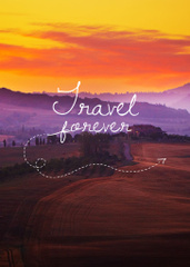 Motivational Travel Quote With Sunset Landscape