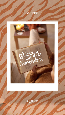 Autumn Inspiration with Girl reading Book Instagram Story Design Template