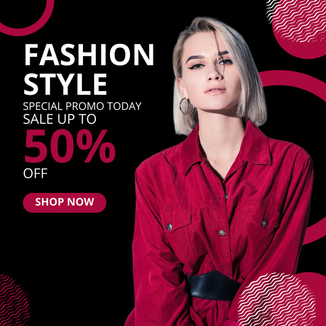 Fashion Collection Ad with Confident Woman Instagram Design Template