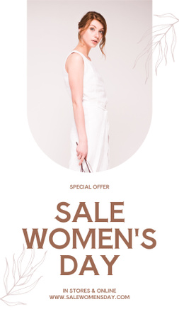 Designvorlage Sale on International Women's Day with Attractive Woman für Instagram Story