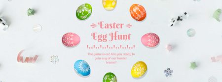 Colored Easter eggs Frame Facebook Video cover Design Template