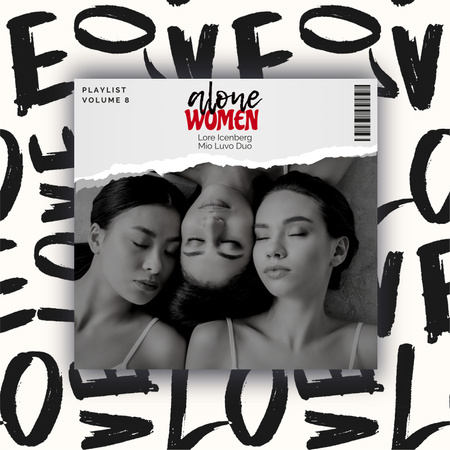 Music Album Announcement with Three Girls Album Cover Design Template