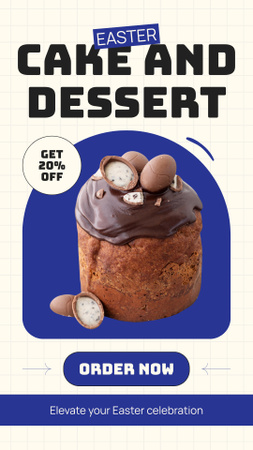 Modèle de visuel Offre de Pâques avec gâteau au chocolat sucré - Instagram Story