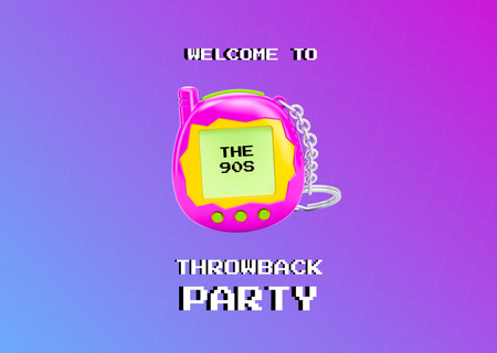 Amusing Party Event with Tamagotchi Toy Flyer A6 Horizontal Design Template