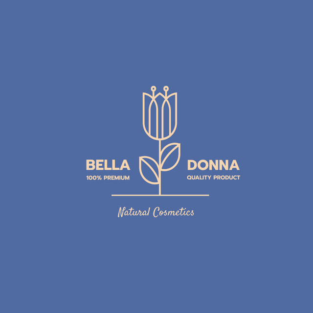 Plantilla de diseño de Natural Cosmetics Ad with Blooming Flower in Blue Logo 