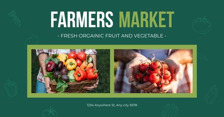 Plantilla de diseño de Alimentos frescos y saludables en el mercado de agricultores Facebook AD 