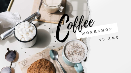 Designvorlage Cup of Coffee and Cookie for Breakfast für FB event cover