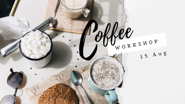 Modèle de visuel Cup of Coffee and Cookie for Breakfast - FB event cover