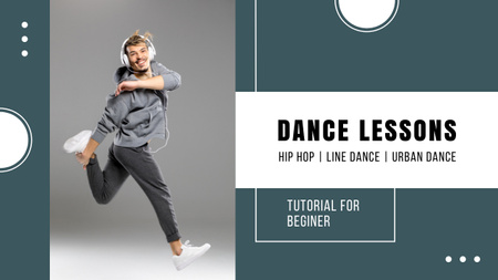 Dance Lessons Ad with Guy Dancing in Headphones Youtube Thumbnail Design Template