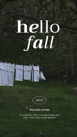 Autumn Inspiration with Drying Laundry in Garden Instagram Video Story tervezősablon