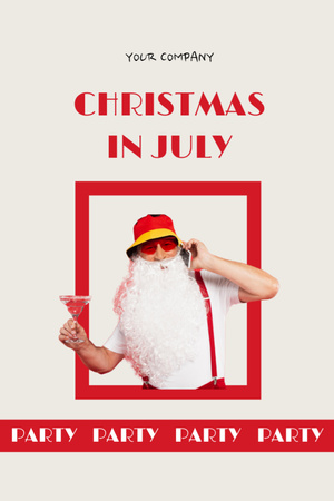 Family Party in July with Jolly Santa Claus Flyer 4x6in Design Template