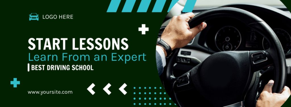 Basic Lessons At Driving School Offer Facebook cover Design Template