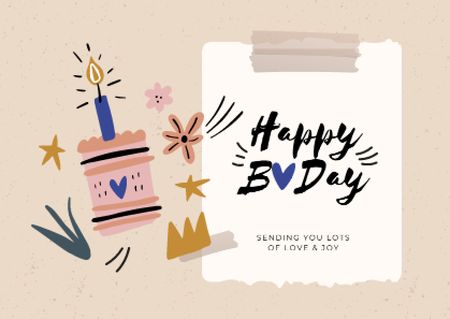Birthday greeting with Cake Card Tasarım Şablonu