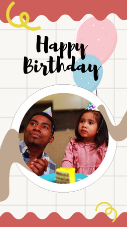 Cake And Blowing Candles On Child's Birthday Instagram Video Story Design Template
