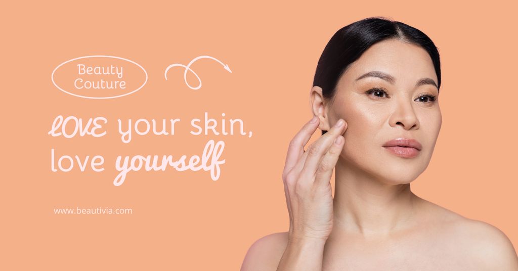 Skincare Ad With Motivational Phrase About Skin Facebook AD Šablona návrhu