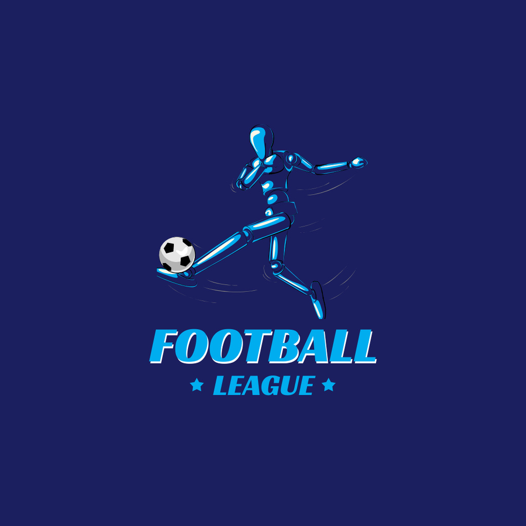Emblem of Football League in Blue Logo 1080x1080pxデザインテンプレート