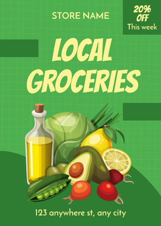 Platilla de diseño Discount For Food Products In Local Groceries Flayer