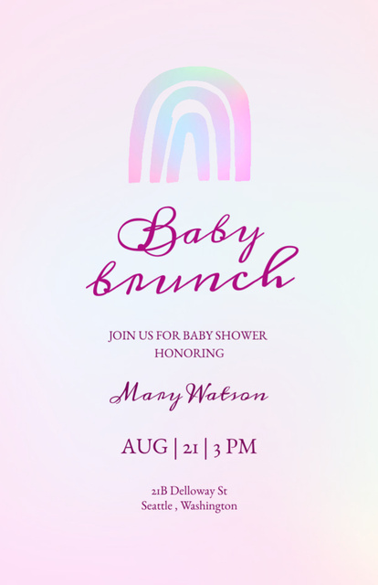 Plantilla de diseño de Awesome Baby Brunch Announcement on Pastel Purple Invitation 5.5x8.5in 