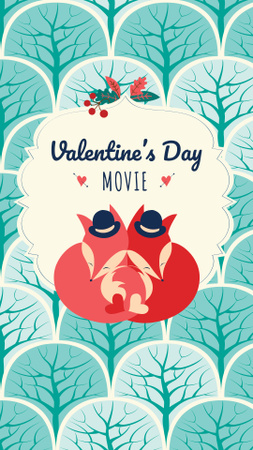 Valentine's Day Movie Announcement with Cute Foxes Instagram Story Design Template