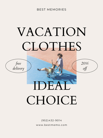Designvorlage Vacation Clothes Ad with Stylish Couple für Poster US