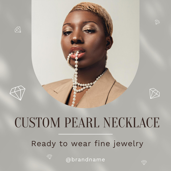 Stylish Woman Holding Pearl Necklace