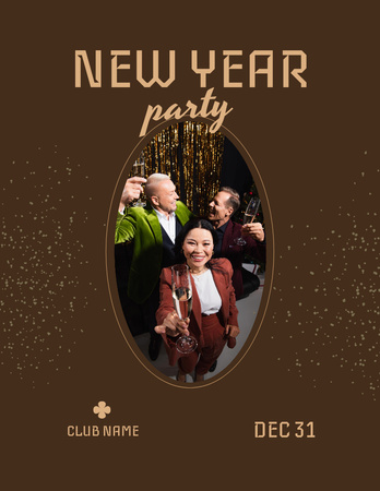 Veselí lidé na novoroční párty Flyer 8.5x11in Šablona návrhu