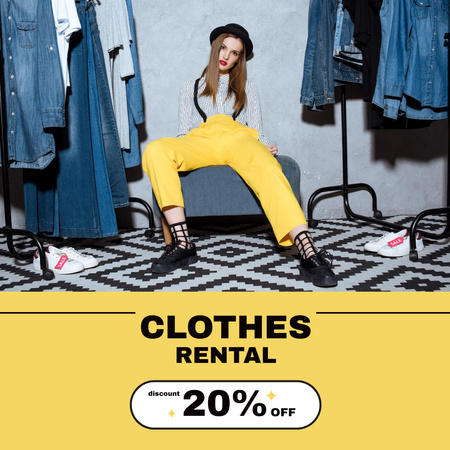 Rental clothes blue and yellow Instagram Design Template