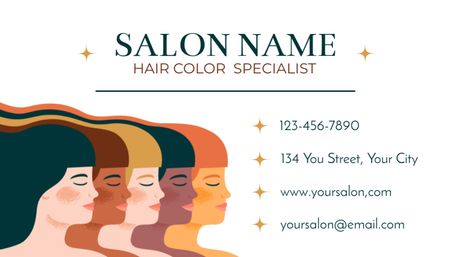 Designvorlage Dienstleistungen von Spezialisten für Haarfarbe für Business Card US