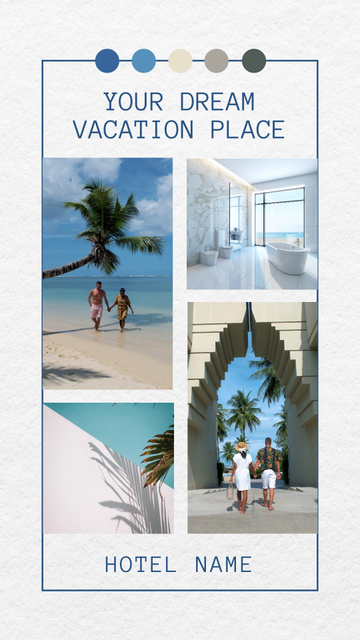 Luxury Hotel Ad with Beautiful Couple on Beach Instagram Video Story Design Template