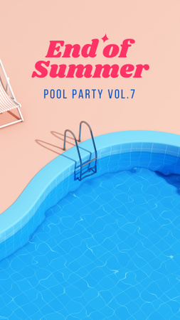 Ontwerpsjabloon van Instagram Story van summer party aankondiging met kat in het zwembad