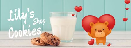 Valentine's Cookies with Cute Teddy Bear Facebook Video cover Modelo de Design