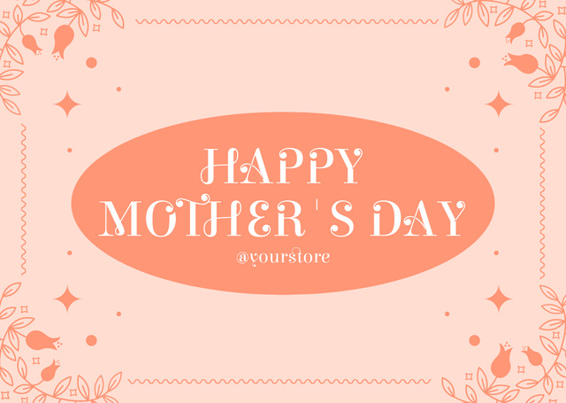 Mother's Day Greeting in Floral Frame Card Tasarım Şablonu