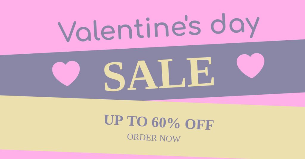 Valentine's Day Sale Announcement on Pastel Facebook AD Tasarım Şablonu