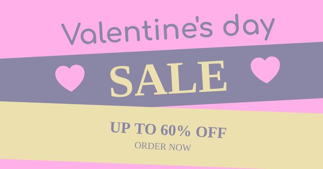 Ontwerpsjabloon van Facebook AD van Valentine's Day Sale Announcement on Pastel