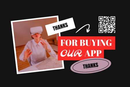 Woman on Virtual Reality Glasses App Postcard 4x6in Design Template