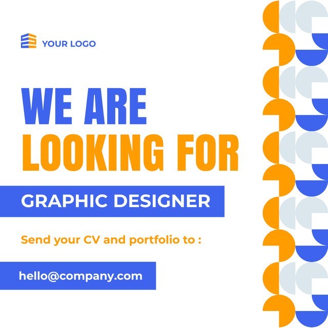Graphic Designer Hiring Ad with Geometric Pattern Instagram tervezősablon