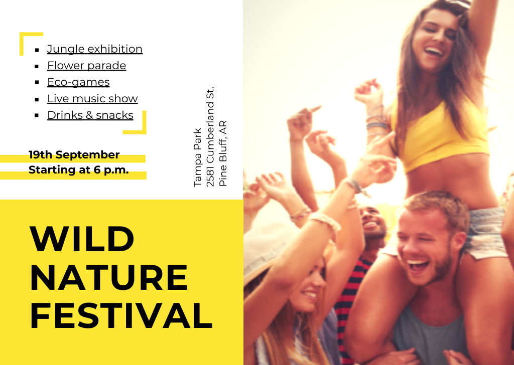 Awesome Wild Nature Festival Promotion In Autumn Flyer A6 Horizontal Modelo de Design
