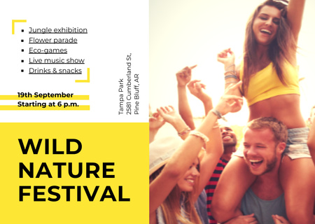 Young People Dancing at Music Festival Flyer A6 Horizontal Design Template
