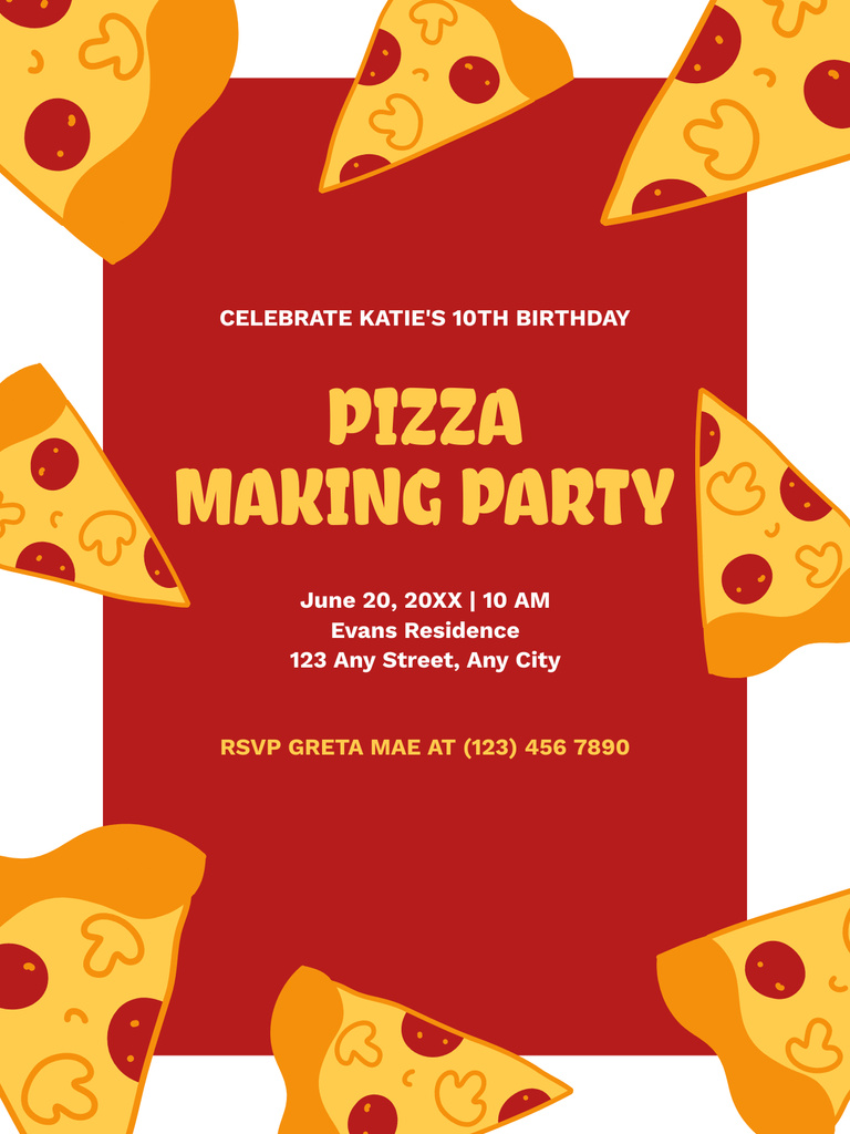 Pizza Making Party Announcement Poster US tervezősablon
